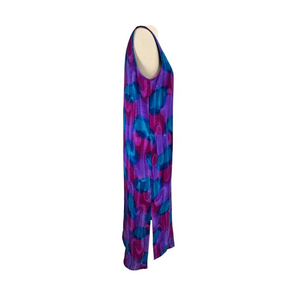 Rare Vintage Aliki Yamani Two-Piece Fuchsia Knit Top & Abstract Purple/Blue Midi - Picture 5 of 7